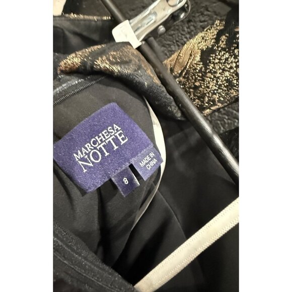 Marchesa Notte Black and Gold Metallic Dress Size 8 - Picture 3 of 3